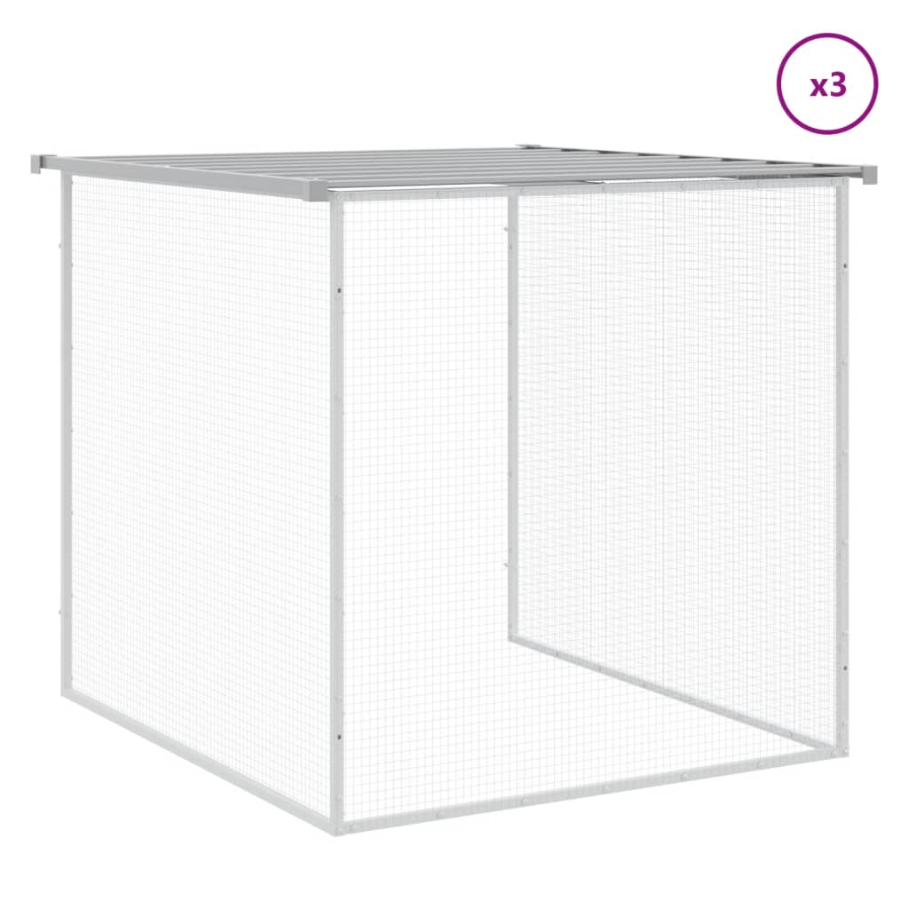 Chicken Cage with Roof Light Grey 403x98x90 cm Galvanised Steel