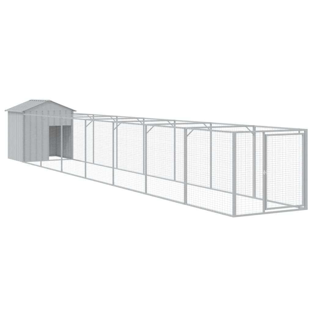 Dog House with Roof Light Grey 117x813x123 cm Galvanised Steel