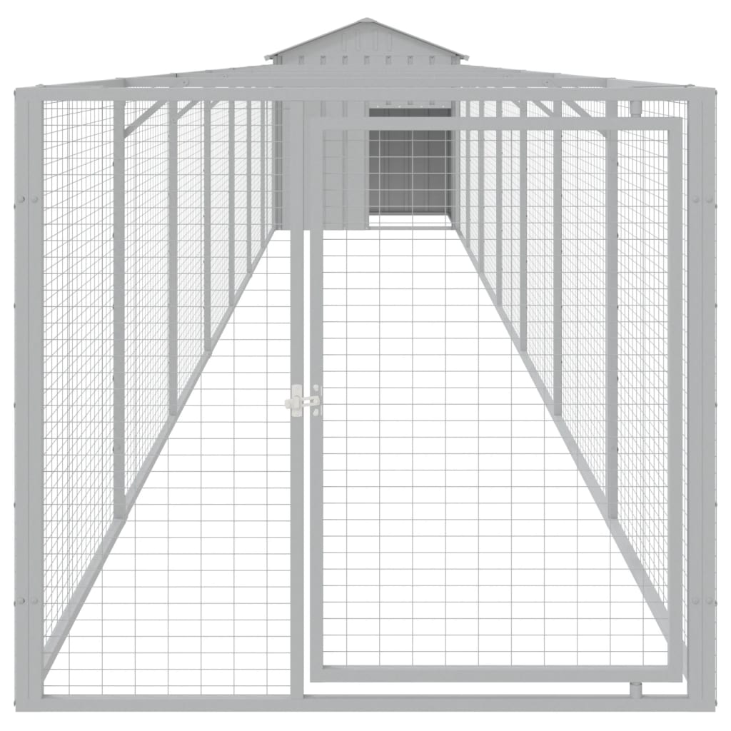 Dog House with Roof Light Grey 117x813x123 cm Galvanised Steel