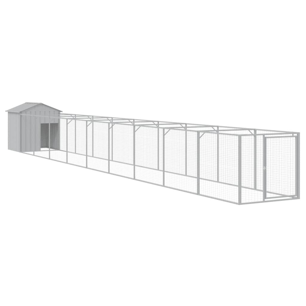 Dog House with Roof Light Grey 117x1017x123 cm Galvanised Steel