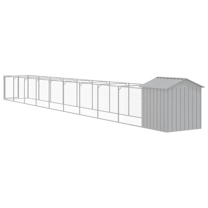 Dog House with Roof Light Grey 117x1017x123 cm Galvanised Steel