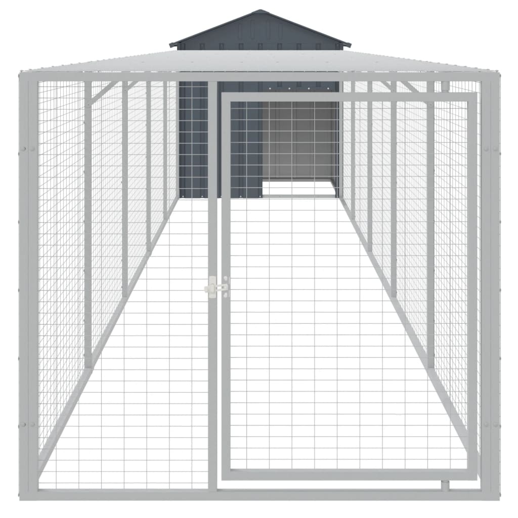 Chicken Cage with Run Anthracite 117x609x123 cm Galvanised Steel