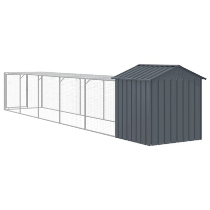 Chicken Cage with Run Anthracite 117x609x123 cm Galvanised Steel