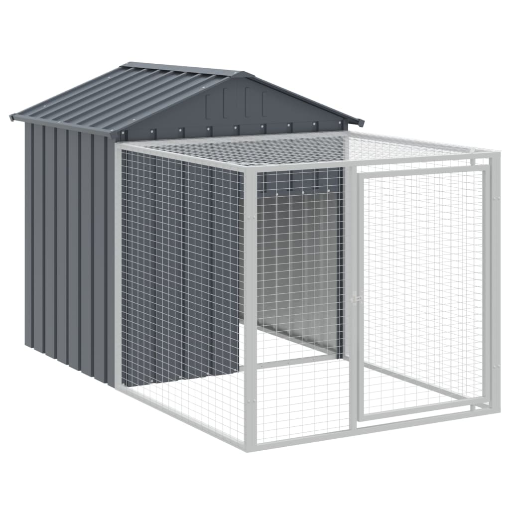 Chicken Cage with Run Anthracite 117x609x123 cm Galvanised Steel