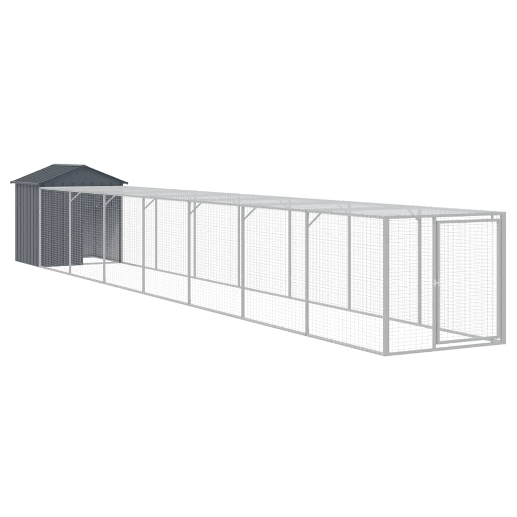 Chicken Cage with Run Anthracite 117x813x123 cm Galvanised Steel