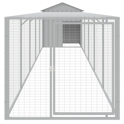 Chicken Cage with Run Light Grey 117x609x123 cm Galvanised Steel