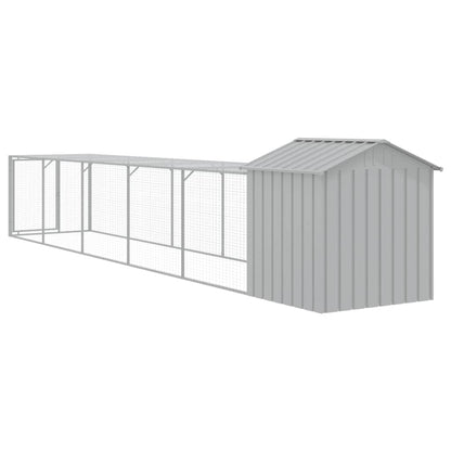 Chicken Cage with Run Light Grey 117x609x123 cm Galvanised Steel