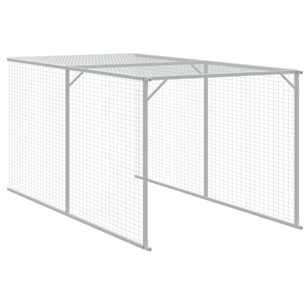 Chicken Cage with Run Light Grey 117x609x123 cm Galvanised Steel