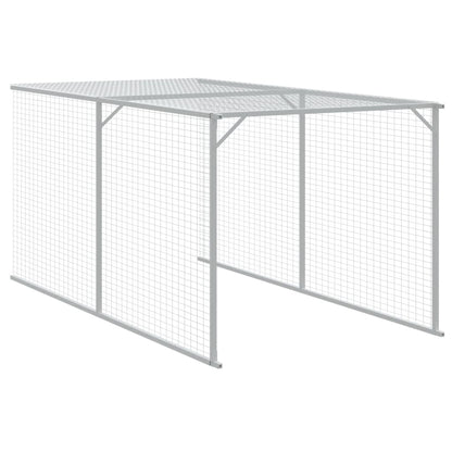 Chicken Cage with Run Light Grey 117x609x123 cm Galvanised Steel