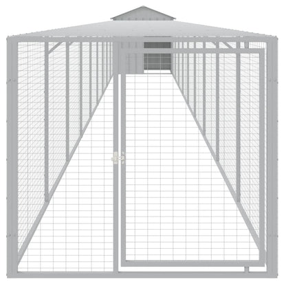 Chicken Cage with Run Light Grey 117x1017x123 cm Galvanised Steel