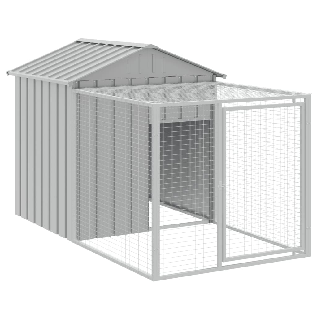 Chicken Cage with Run Light Grey 117x1017x123 cm Galvanised Steel