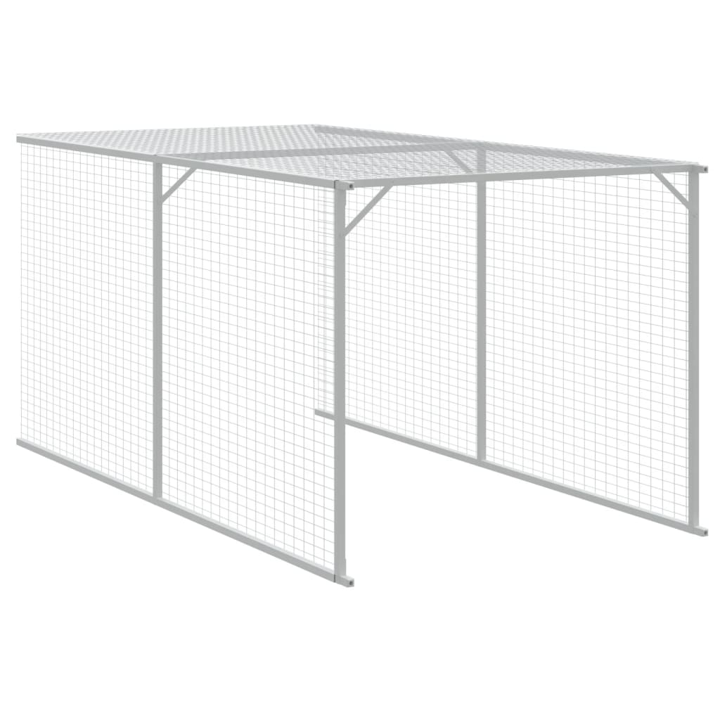 Chicken Cage with Run Light Grey 117x1017x123 cm Galvanised Steel