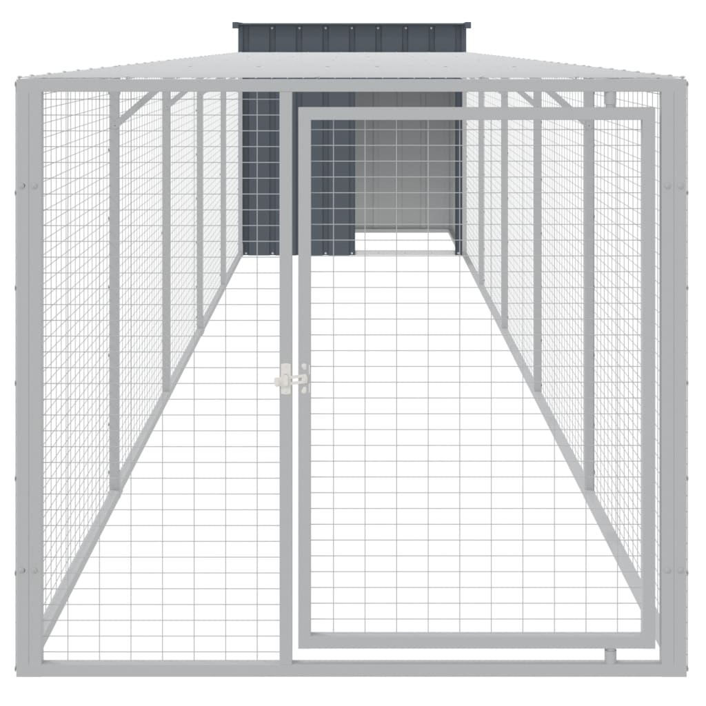 Chicken Cage with Run Anthracite 110x609x110 cm Galvanised Steel