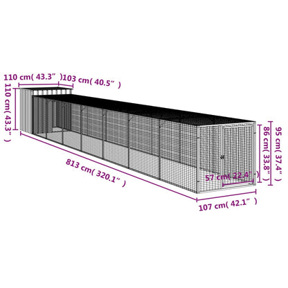 Chicken Cage with Run Anthracite 110x813x110 cm Galvanised Steel