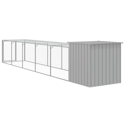 Chicken Cage with Run Light Grey 110x609x110 cm Galvanised Steel