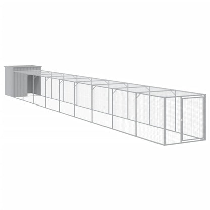 Chicken Cage with Run Light Grey 110x1017x110 cm Galvanised Steel