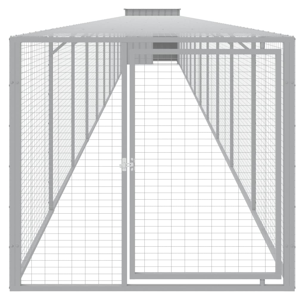 Chicken Cage with Run Light Grey 110x1221x110 cm Galvanised Steel