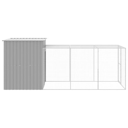 Chicken Cage with Run Light Grey 165x455x181 cm Galvanised Steel