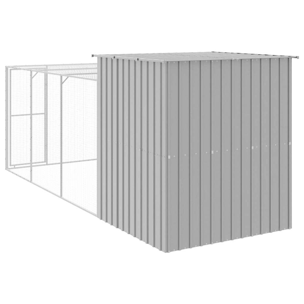 Chicken Cage with Run Light Grey 165x455x181 cm Galvanised Steel