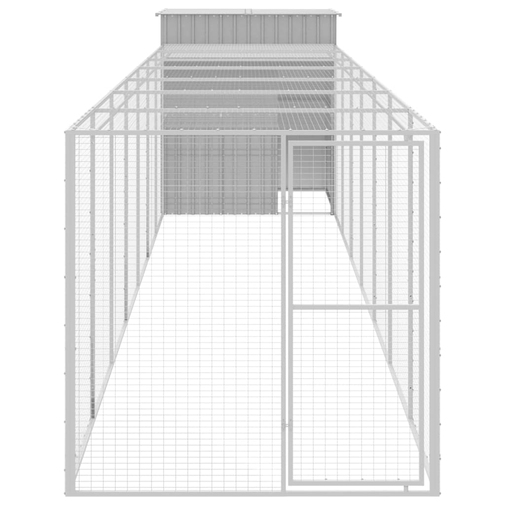 Chicken Cage with Run Light Grey 165x863x181 cm Galvanised Steel