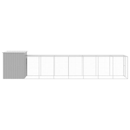 Chicken Cage with Run Light Grey 165x863x181 cm Galvanised Steel