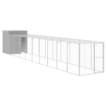 Chicken Cage with Run Light Grey 165x1067x181 cm Galvanised Steel