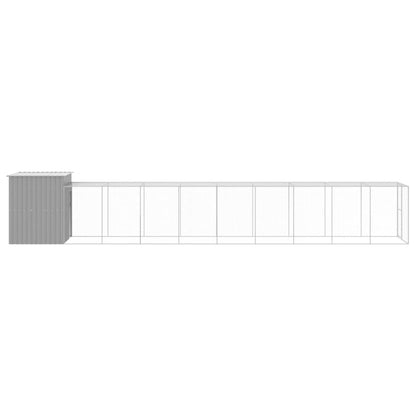 Chicken Cage with Run Light Grey 165x1067x181 cm Galvanised Steel