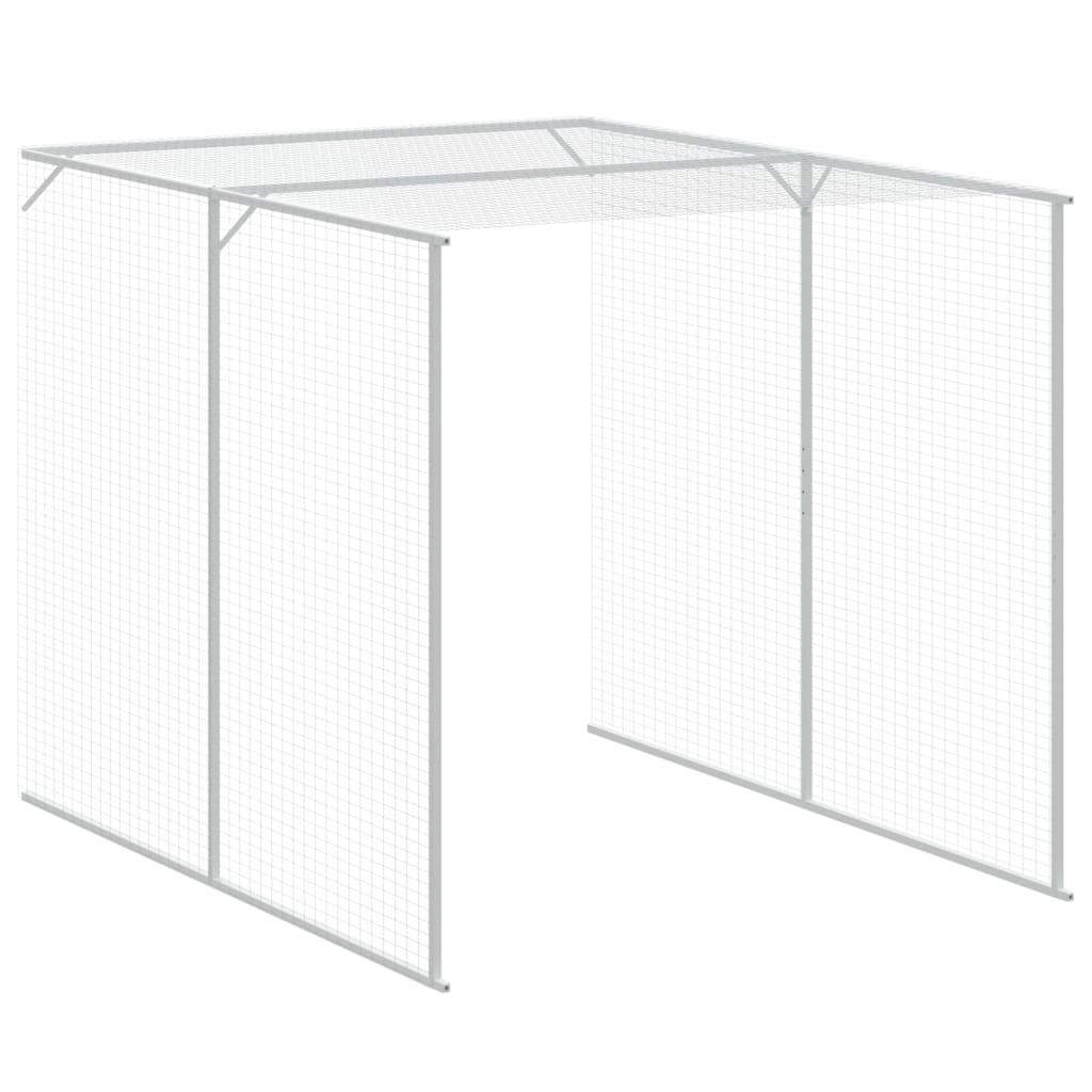 Chicken Cage with Run Light Grey 165x1067x181 cm Galvanised Steel