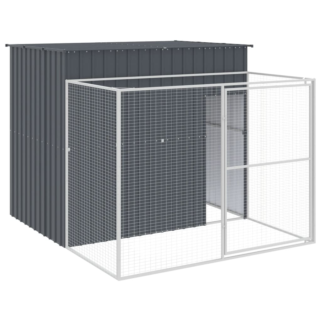 Dog House with Run Anthracite 214x253x181 cm Galvanised Steel