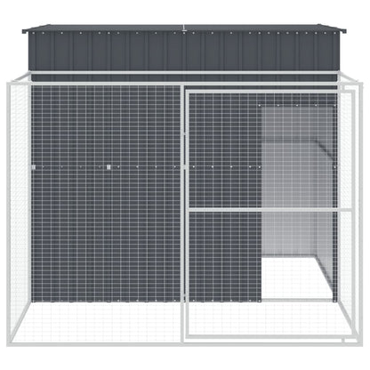 Dog House with Run Anthracite 214x253x181 cm Galvanised Steel