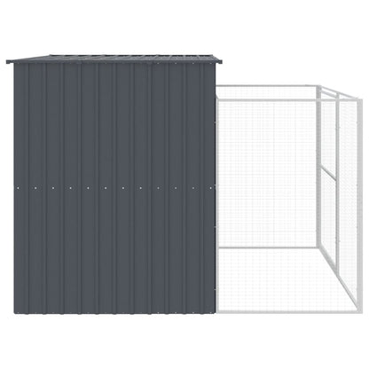 Dog House with Run Anthracite 214x253x181 cm Galvanised Steel