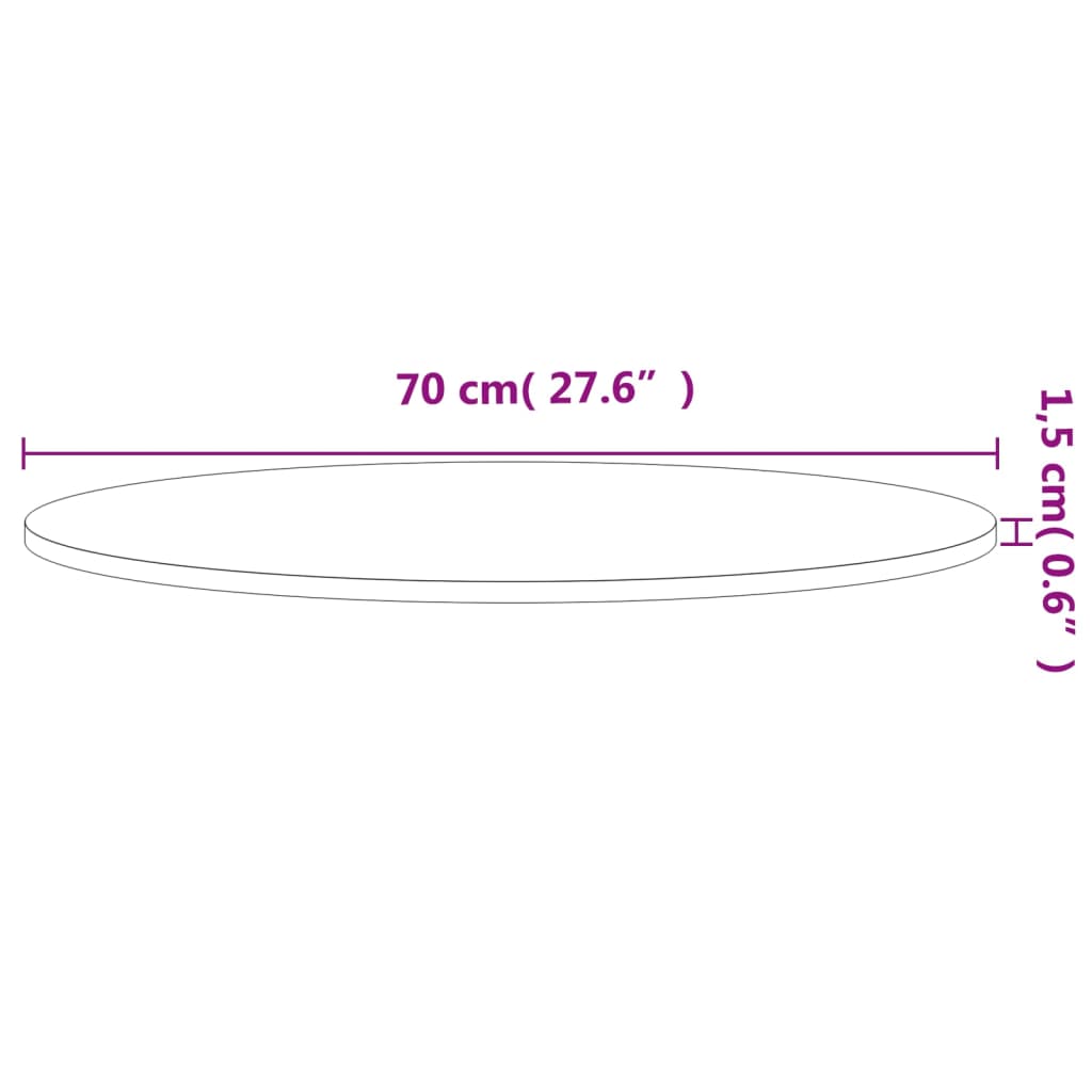 Table Top Ø70x1.5 cm Round Solid Wood Beech