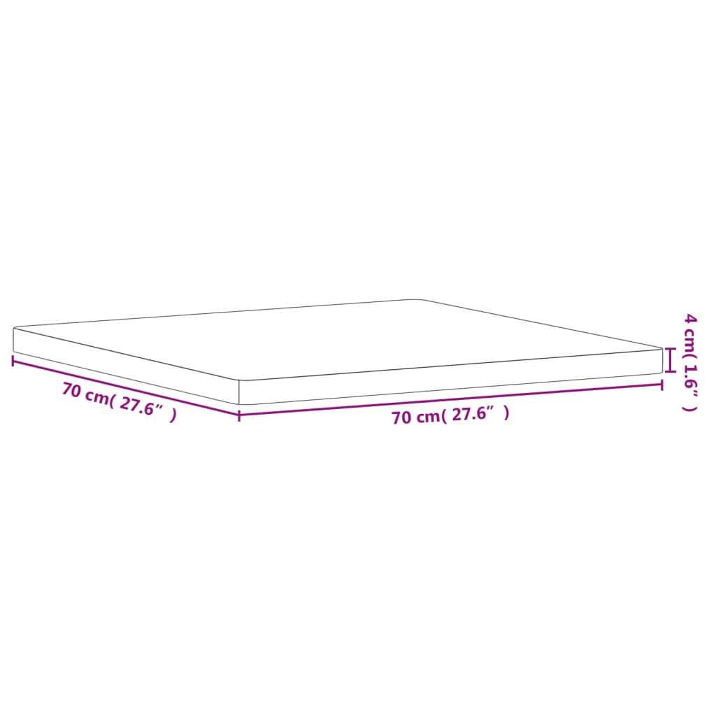 Table Top 70x70x4 cm Square Solid Wood Beech