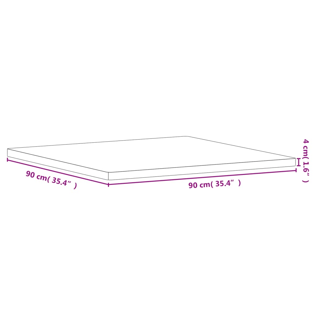 Table Top 90x90x4 cm Square Solid Wood Beech