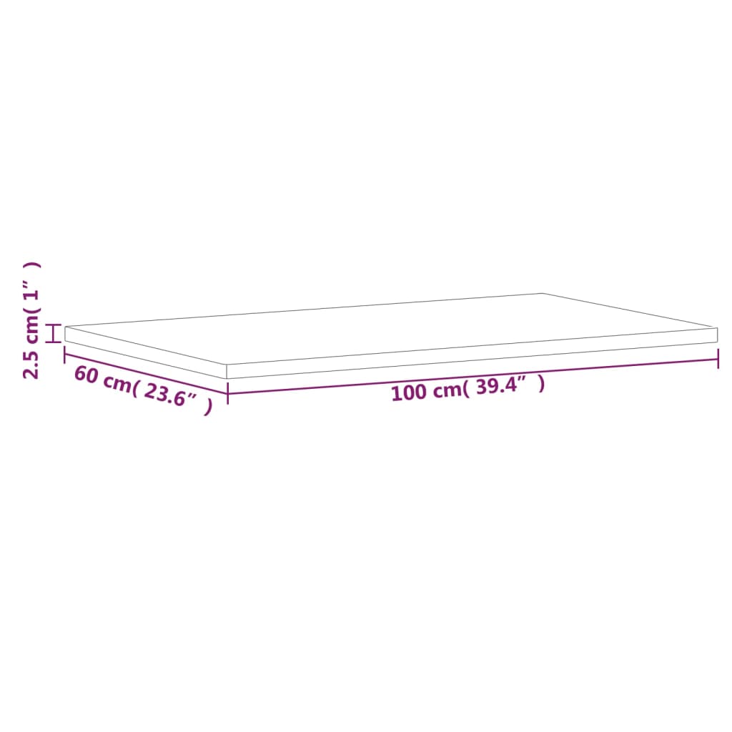 Bathroom Countertop 100x60x2.5 cm Solid Wood Beech