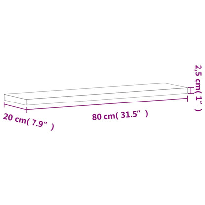 Wall Shelf 80x20x2.5 cm Solid Wood Beech