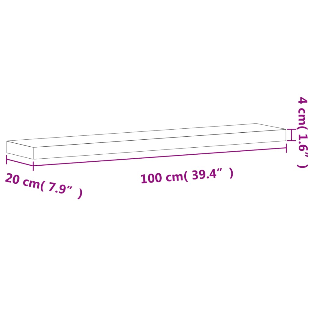 Wall Shelf 100x20x4 cm Solid Wood Beech