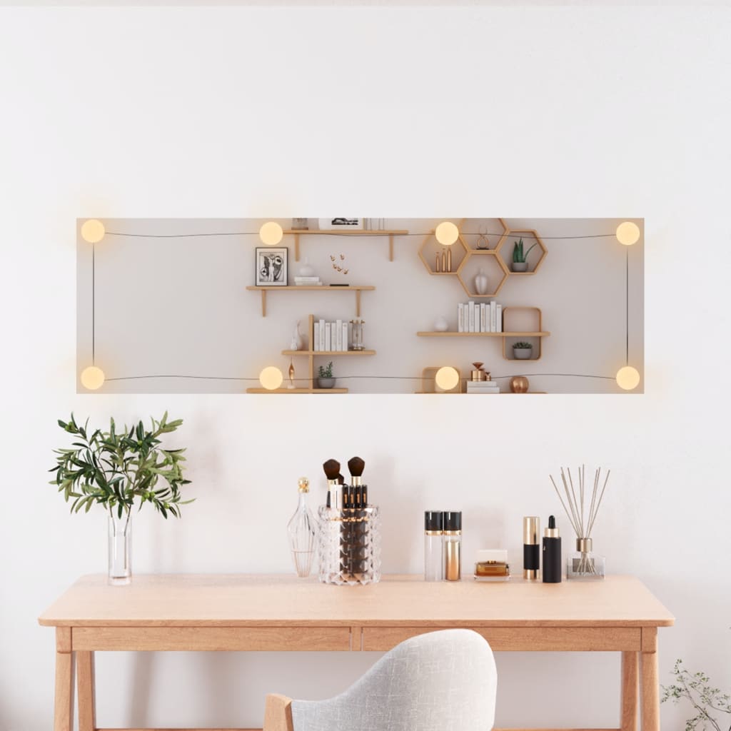 Wall Mirror with LED Lights 30x100 cm Glass Rectangle