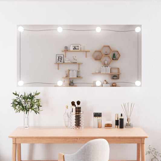 Wall Mirror with LED Lights 50x100 cm Glass Rectangle