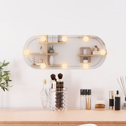 Wall Mirror with LED Lights 20x50 cm Glass Oval