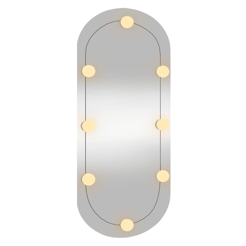 Wall Mirror with LED Lights 35x80 cm Glass Oval