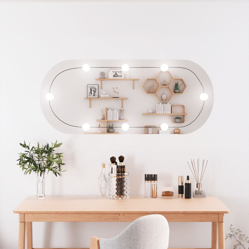 Wall Mirror with LED Lights 40x90 cm Glass Oval