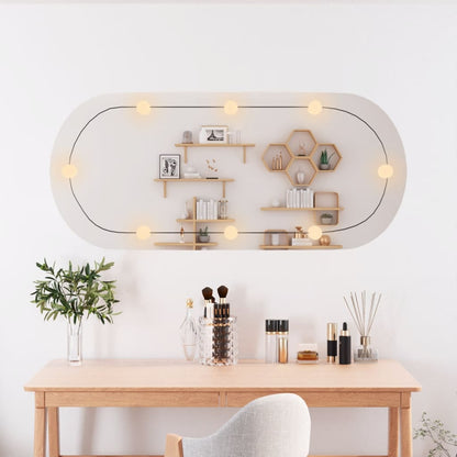 Wall Mirror with LED Lights 45x100 cm Glass Oval