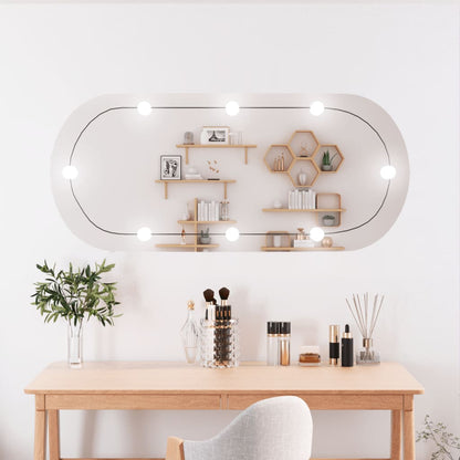 Wall Mirror with LED Lights 45x100 cm Glass Oval