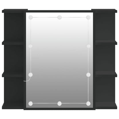 Mirror Cabinet with LED Black 70x16.5x60 cm