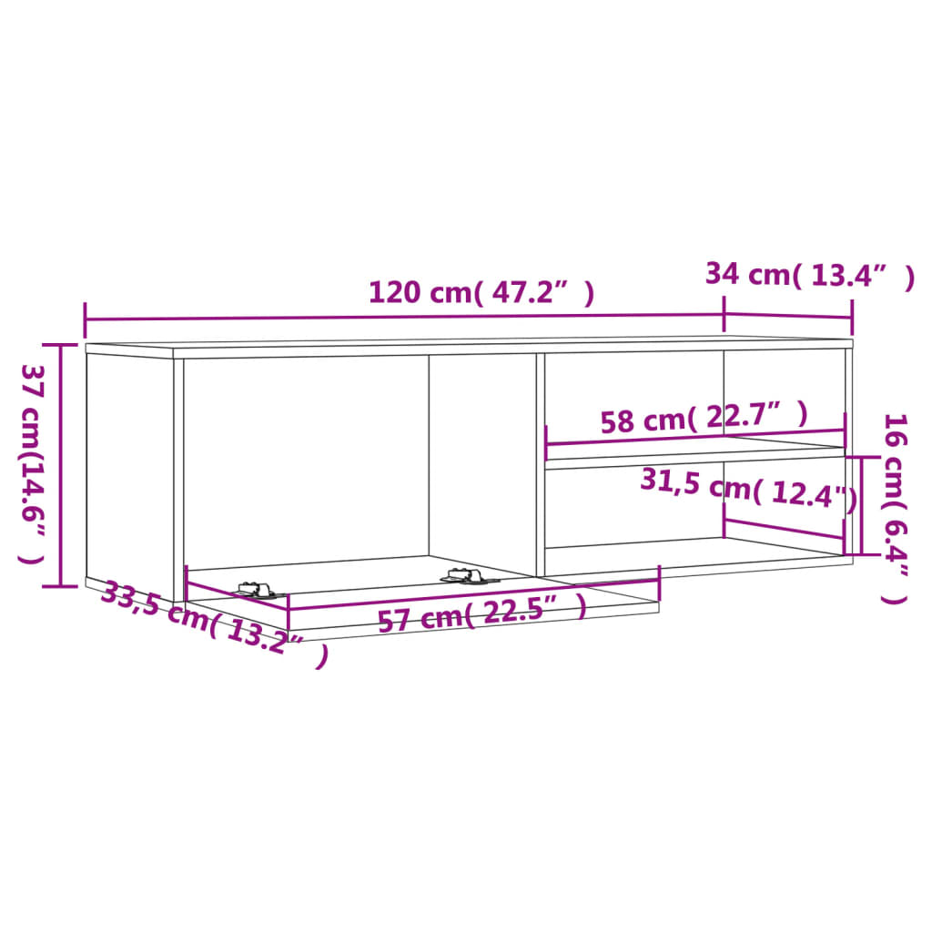 TV Cabinet Grey Sonoma 120x34x37 cm Engineered Wood