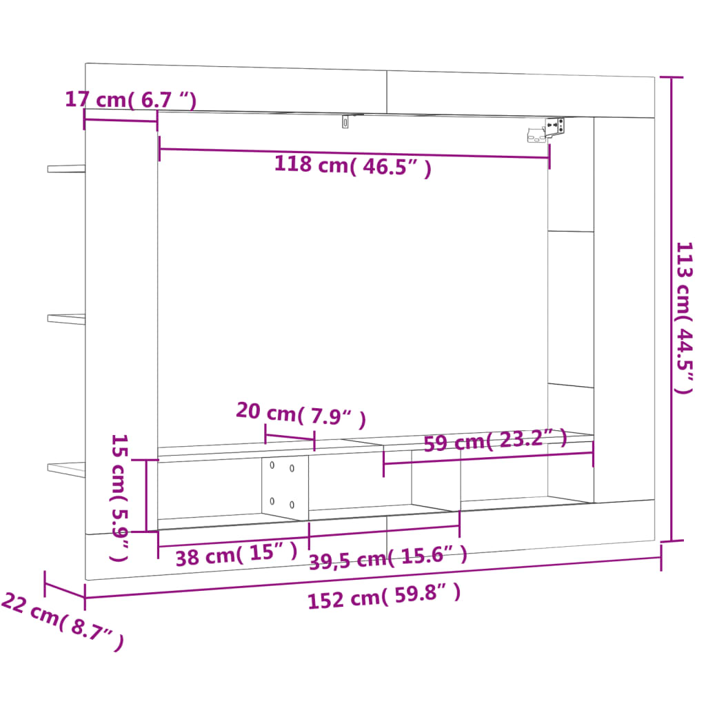 TV Cabinet White 152x22x113 cm Engineered Wood