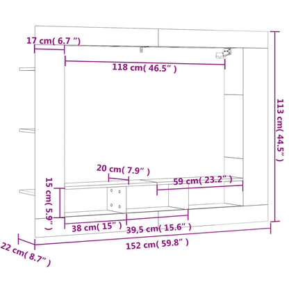 TV Cabinet White 152x22x113 cm Engineered Wood