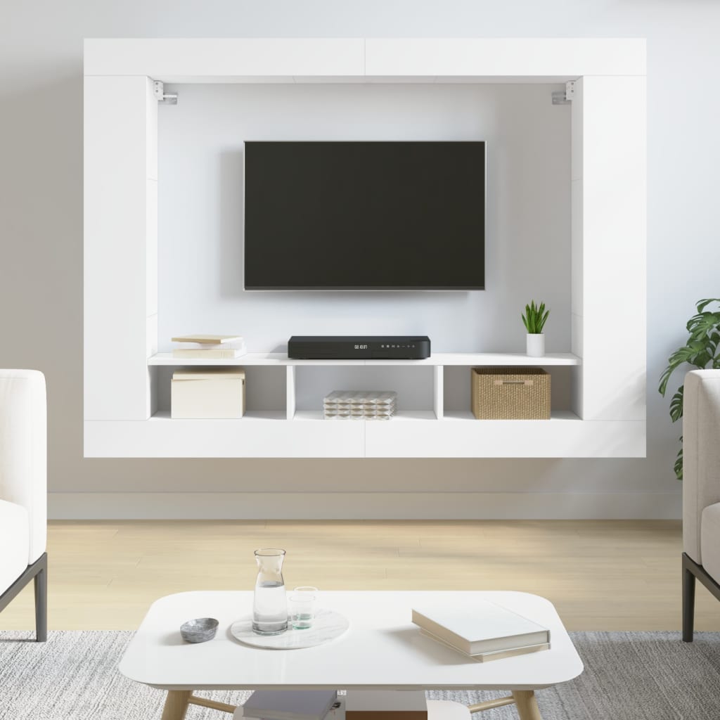 TV Cabinet White 152x22x113 cm Engineered Wood