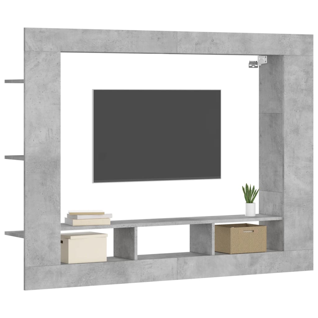 TV Cabinet Concrete Grey 152x22x113 cm Engineered Wood